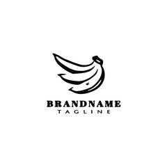 banana fruits logo icon cartoon design template black vector illustration