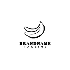 graphic banana fruits logo icon cartoon design template black vector illustration