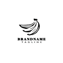 banana fruits logo icon drawing design template black vector illustration