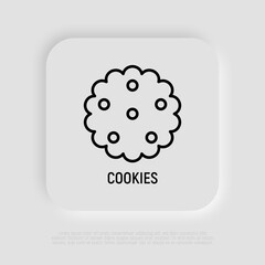 Cookie thin line icon, bakery, dessert. Modern vector illustration