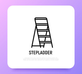 Stepladder thin line icon. Construction equipment. Modern vector illustration.