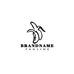banana fruits logo cartoon design template black vector illustration