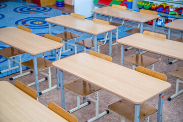 Tables and chairs for preschool and school educational premises, for children to study general subjects.