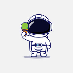 Cute astronaut carrying an ice cream