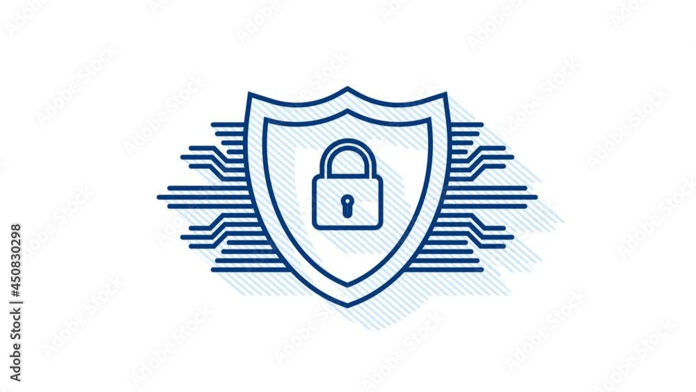 Poster cyber security logo with shield and check mark. security shield. motion graphics.