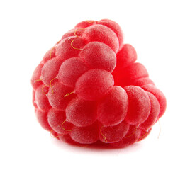 The beautiful ripe raspberry berry is isolated on a white background. Delicious raspberries. Full...