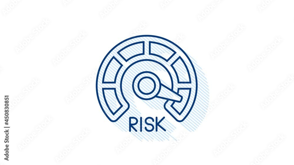 Poster risk icon on speedometer. high risk meter. motion graphics.