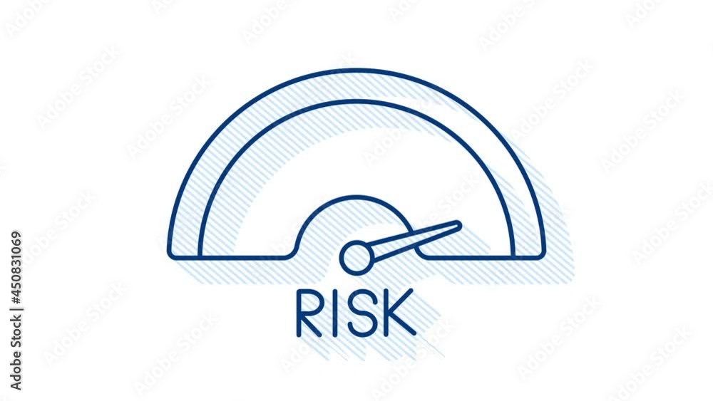 Poster risk icon on speedometer. high risk meter. motion graphics.