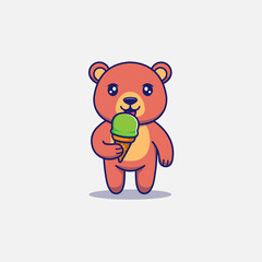Cute bear eating ice cream