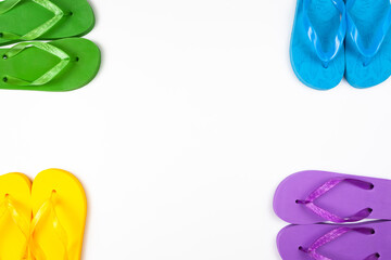 four pairs of multicolored rubber slapsticks on a white background, isolate