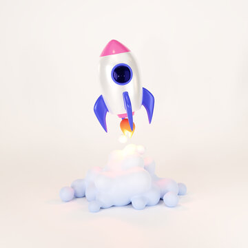 Space rocket launch. 3d render	
