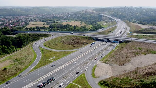 Drohnenaufnahme, Autobahnausfahrt Heidingsfeld, A3