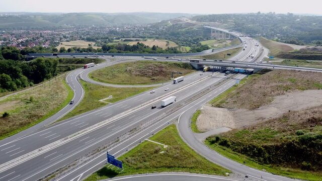 Drohnenaufnahme, Autobahnausfahrt Heidingsfeld, A3