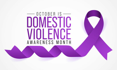 Domestic Violence awareness month (DVAM) is observed every year in October, to acknowledge domestic violence survivors and be a voice for its victims. Vector illustration - obrazy, fototapety, plakaty
