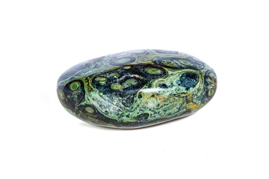 Macro mineral stone jasper kambaba on a white background
