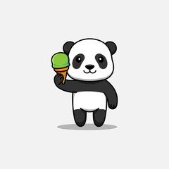 Cute panda carrying ice cream