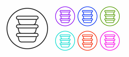 Black line Bowl icon isolated on white background. Set icons colorful. Vector