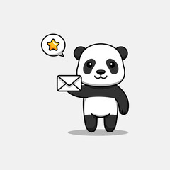 Cute panda carrying a letter
