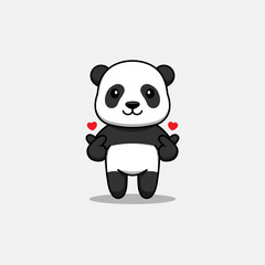 Cute panda with love hand pose