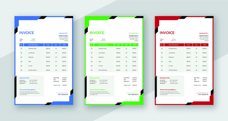 Professional simple modern business invoice template Vector