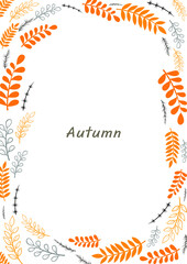 Fototapeta na wymiar Abstract modern style fern and weed frame vector for decoration on Autumn season, Halloween, Thanksgiving and natural concept.