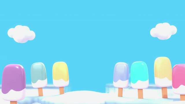 Looped cartoon flying through the popsicles island animation.