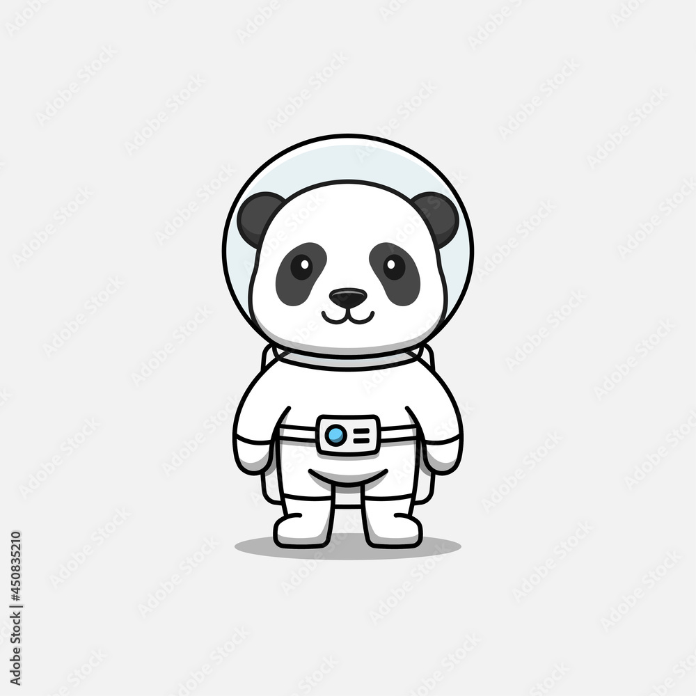 Wall mural Cute panda wearing astronaut suit