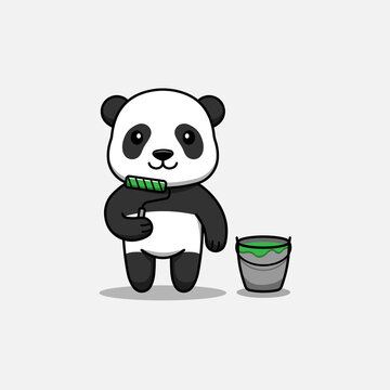 Cute panda with paint tool