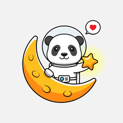 Cute panda wearing astronaut suit in the moon © Arunika