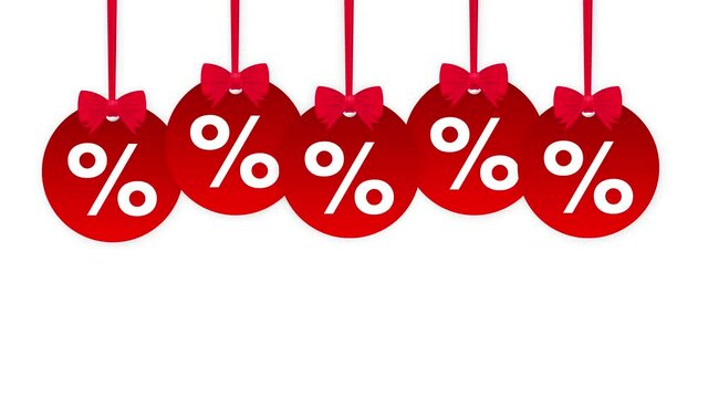 Video hangtags Sale red percent. Motion graphics.