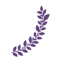 Vector isolated purple branch with simple leaves