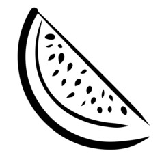 Vector isolated lineart style black half part watermelon