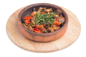 Dish baked meat with vegetables