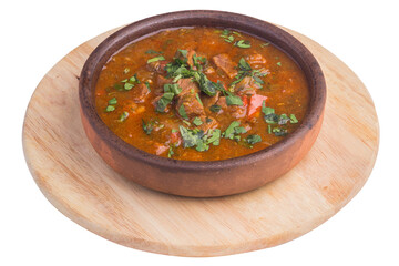 Dish soup with meat and herbs