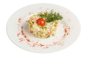 vegetable olivier salad with tomato