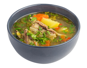 boiled meat with potatoes and vegetables dish