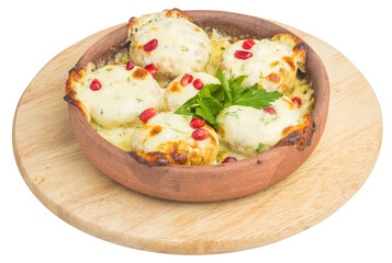 baked dish with cheese and pomegranate