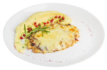 baked dish with cheese and pomegranate