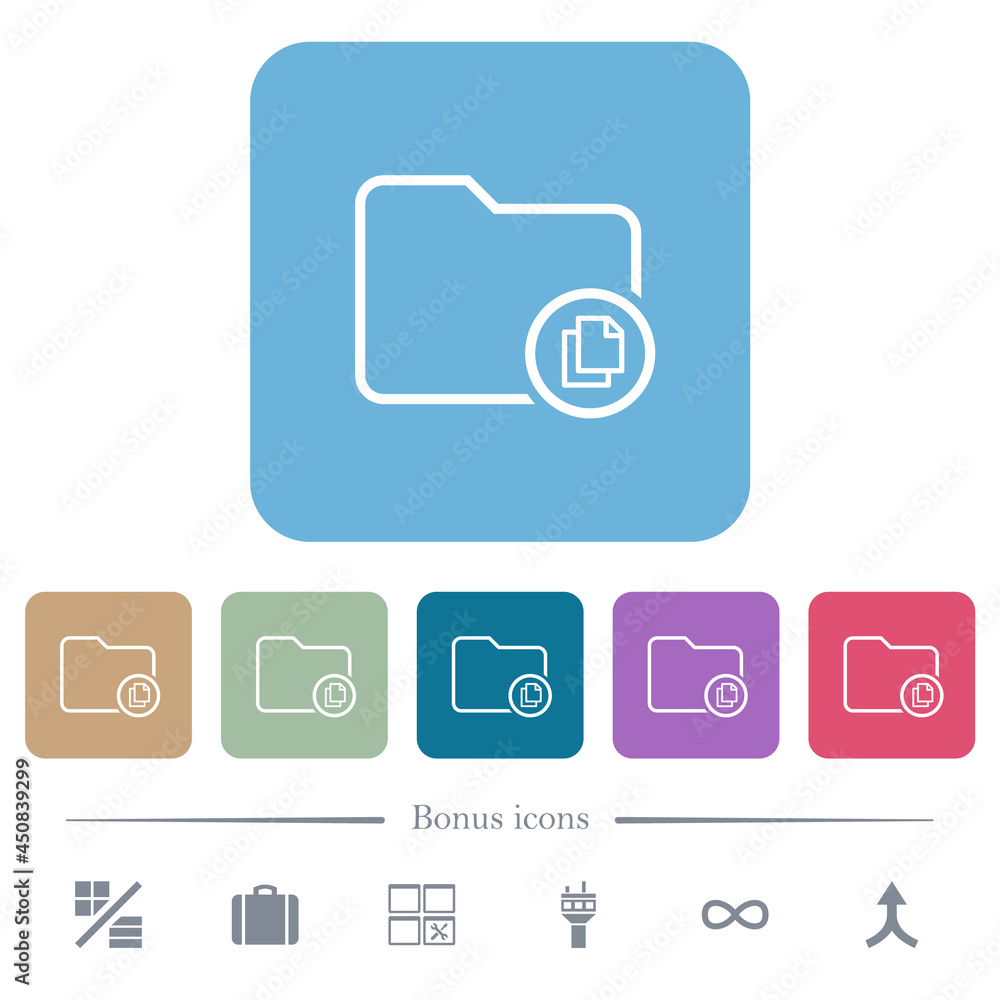 Poster copy directory flat icons on color rounded square backgrounds