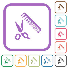 Comb and scissors simple icons