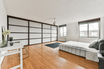 Beautiful interior design of modern and cozy bedroom