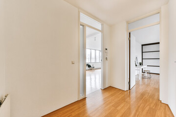 A long empty corridor designed in minimalistic style