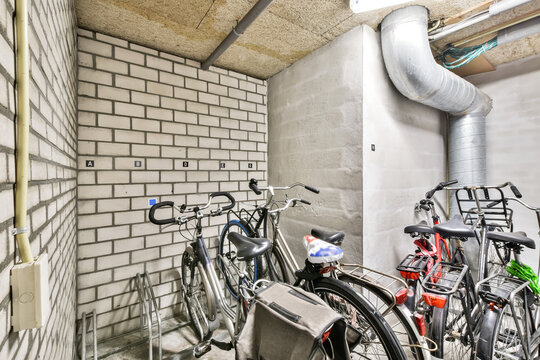 Interior Of Modern Bicycles Or Bike Parking