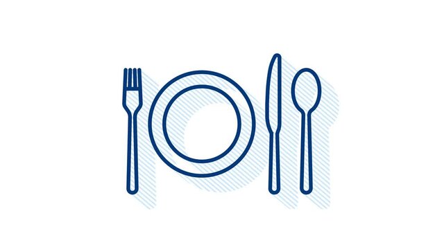 Spoon fork knife icon, restaurant symbol. Motion graphics.