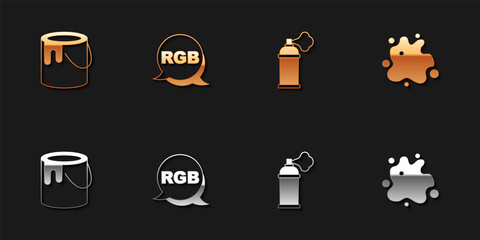 Set Paint bucket, RGB, spray can and icon. Vector