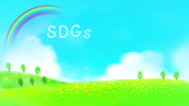 Sustainable Development Goals image watercolor field and sky animation
