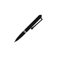 Ballpoint pen silhouette. Black vector icon.