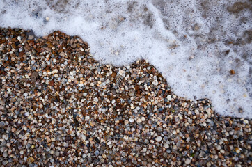 texture, shells, stones, background, foam, wave
