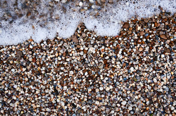 texture, shells, stones, background, foam, wave