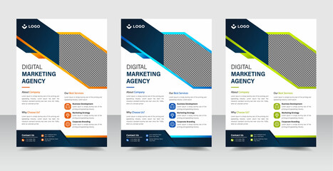 Fototapeta premium Corporate business flyer template design set with shape Flyer Colorful concepts, marketing, business proposal, promotion, advertise, publication, cover page,